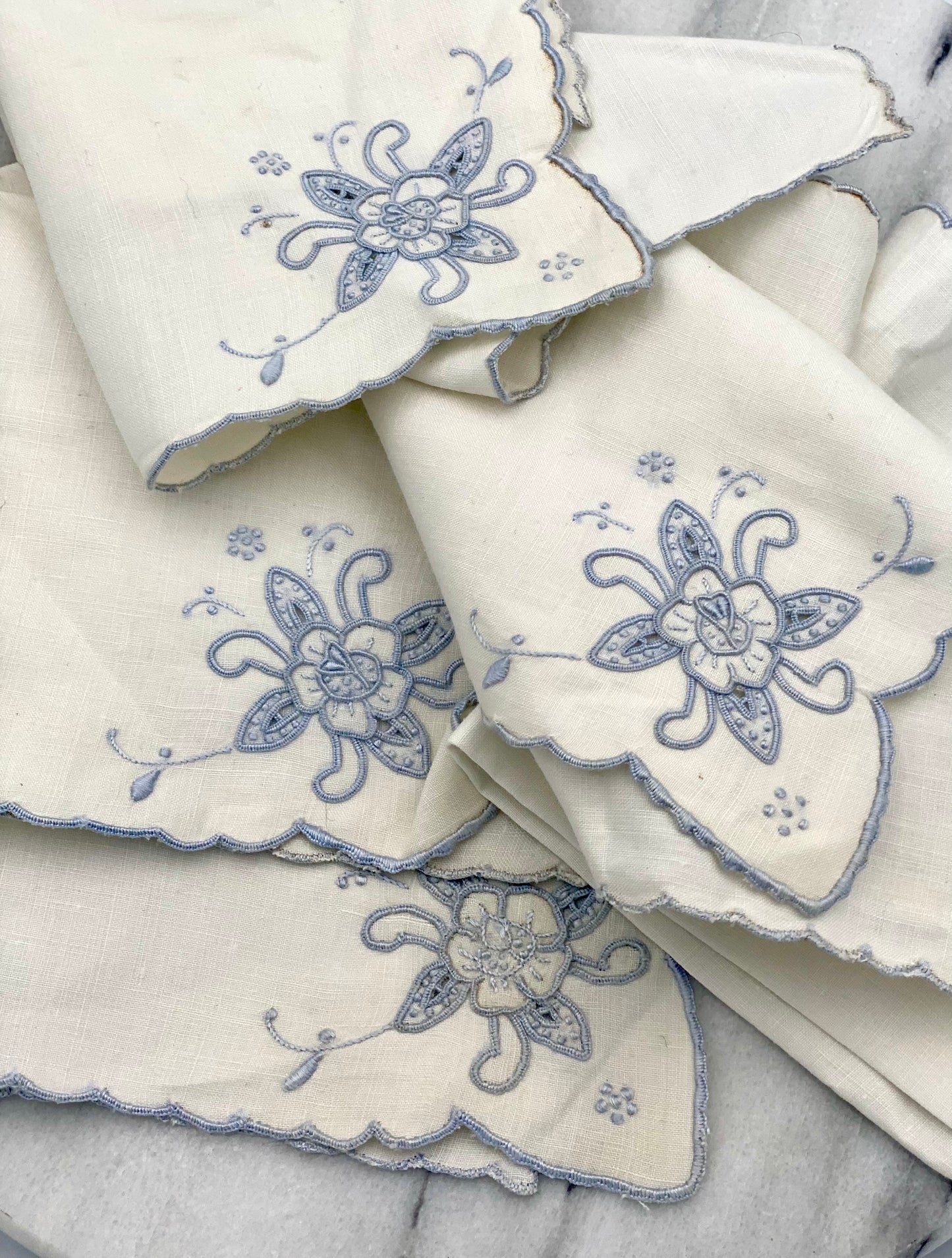 Vintage French Embroidered Napkins