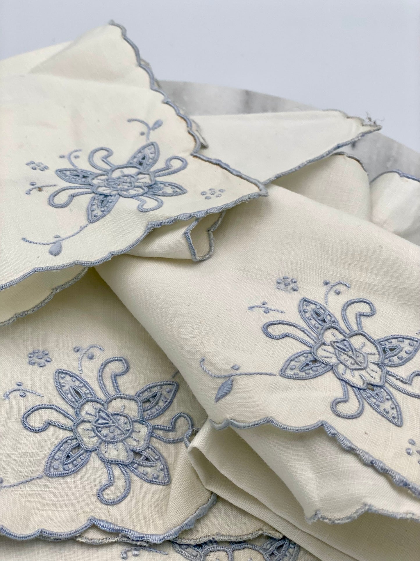 Vintage French Embroidered Napkins