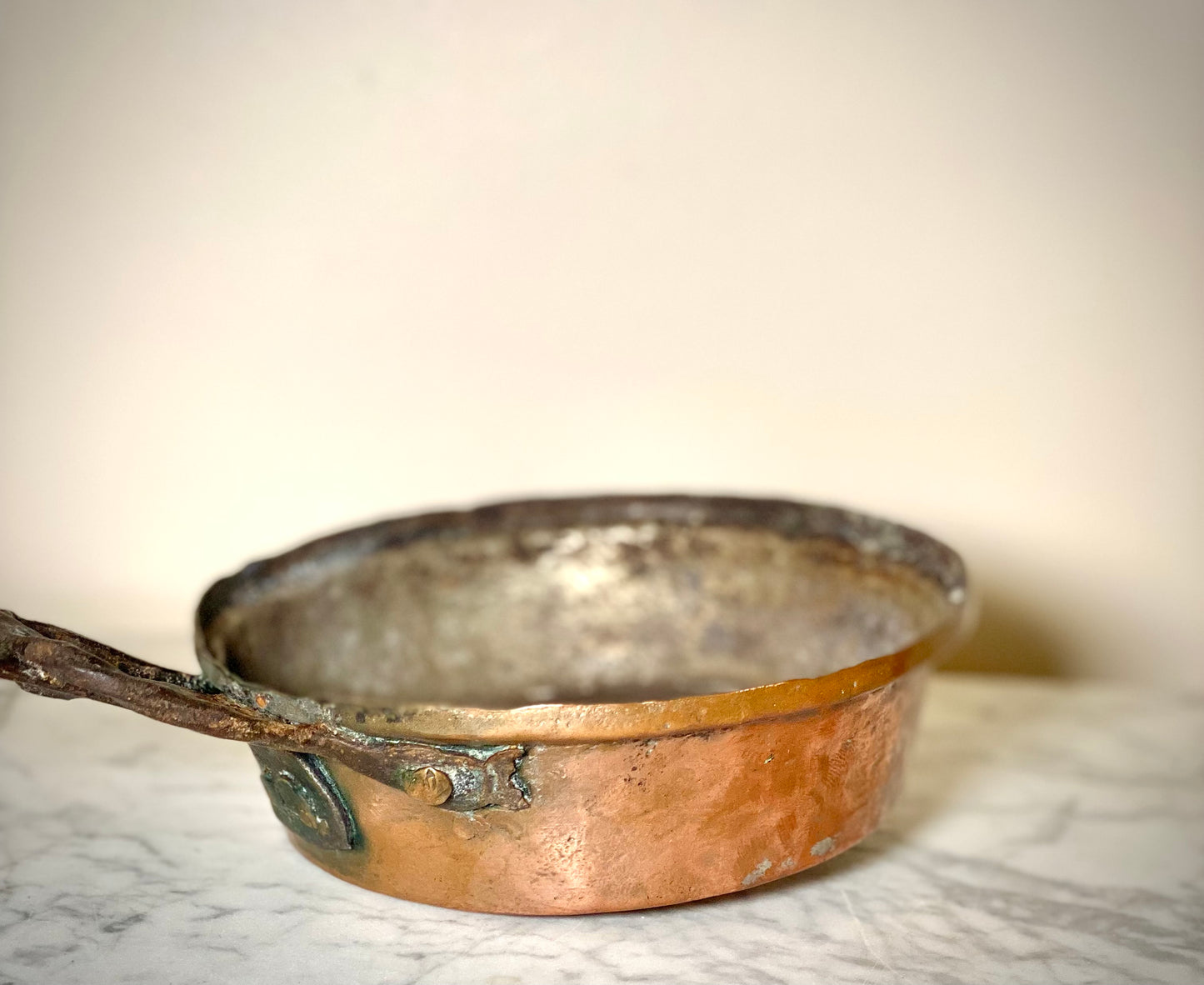 French Antique Copper Pot Hand Forged