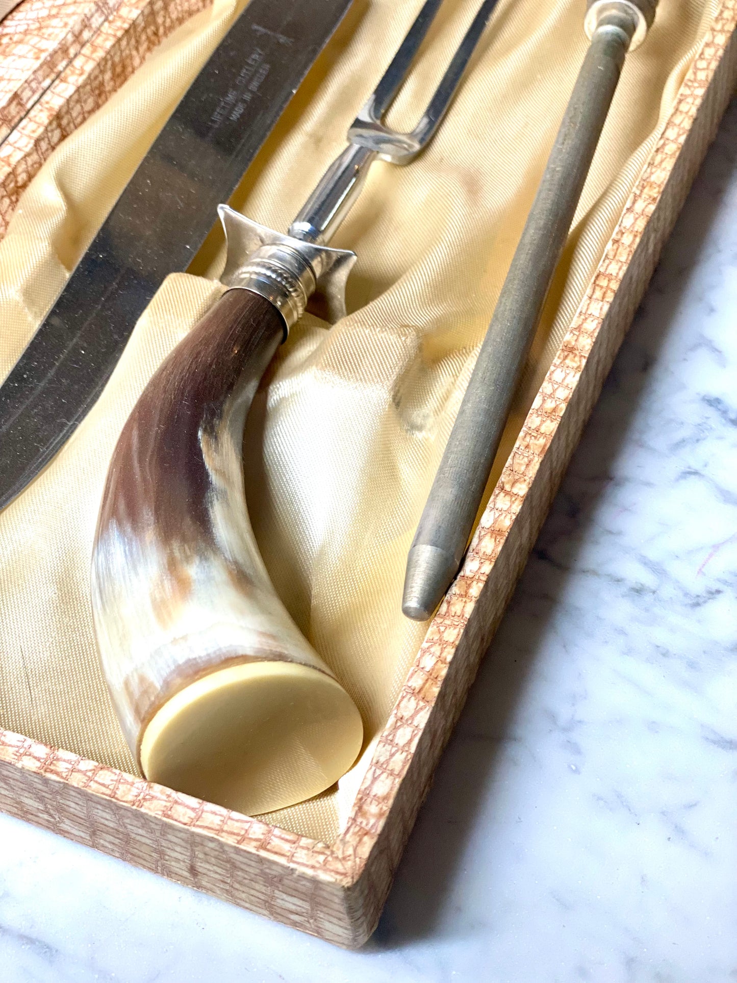 Vintage Bone Handle Carving Set