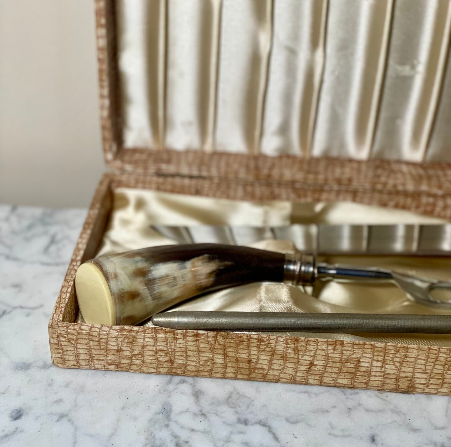 Vintage Bone Handle Carving Set