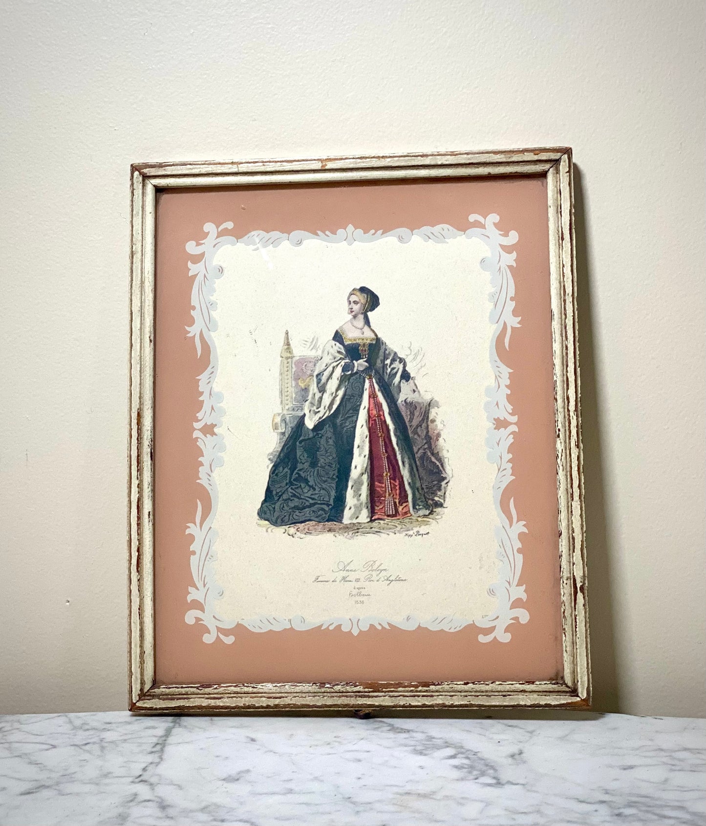 Vintage Framed Illustration Mirror Back